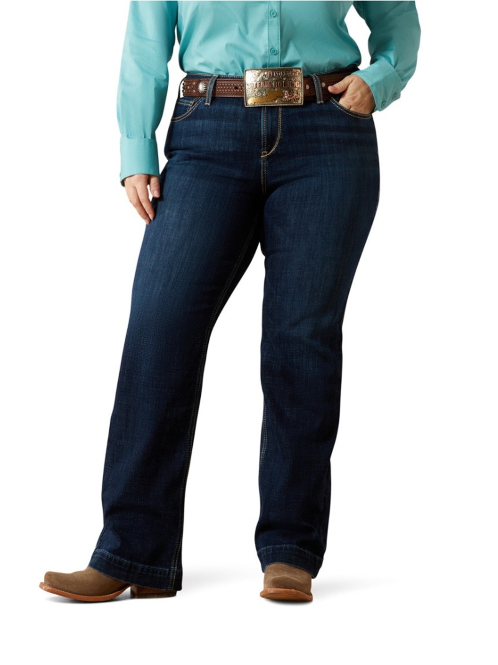Ariat Mid Rise Trouser Salinaโs Dark Blue Jeans Womenโs Denim Size 18W